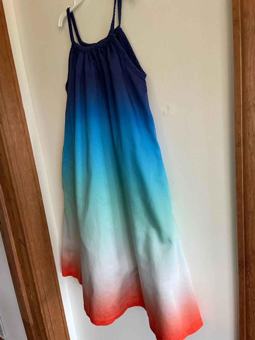 CASABLANCA Paris Girls Ombre Halter-Style Maxi Dress in Navy, Teal & Coral 9-10